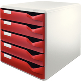 LEITZ module de classement Post-Set,5 tiroirs, gris/bordeaux