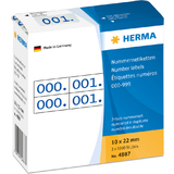 HERMA etiquette numrique 0-999, 10 x 22 mm, bleu, double