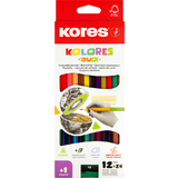 Kores crayons de couleur "DUO", tui carton de 12 + taille-