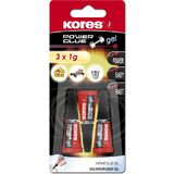 Kores colle instantane "PowerGlue" en gel, 3 tubes de 1 g,