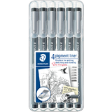 STAEDTLER feutre  pigment, tui de 4+2 GRATUIT, noir