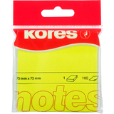 Kores note adhsive "NEON", 75 x 75, uni, jaune fluo