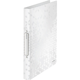 LEITZ classeur  anneaux WOW, A4, PP, blanc mtallis