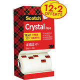 Scotch ruban adhsif crystal Clear 600, 19 mm x 33 m, 12+2