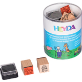 HEYDA kit de tampons  motif "chevaux & ferme", bote ronde