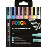POSCA marqueur  pigment PC3M, tui de 8, couleurs douces