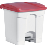 helit poubelle  pdale "the step", 30 litres, blanc/rouge