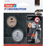 tesa powerbutton Crochet adhsif universal small, chrome