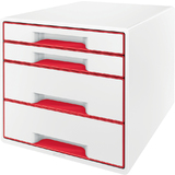 LEITZ bloc de classement WOW CUBE, 4 tiroirs, blanc/rouge