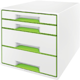 LEITZ bloc de classement WOW CUBE, 4 tiroirs, blanc/vert