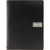 Securit Protge-menus EGO, A4, en cuir, noir