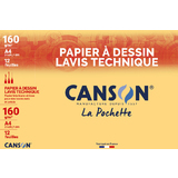 CANSON papier  dessin Lavis technique, A4, 160 g/m2, blanc