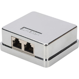 DIGITUS Botier en saillie Cat.6A, 2 x RJ45, blind, argent