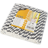 PAPSTAR paille en papier "Stripes", 200 mm, noir/blanc