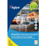 agipa etiquette universelle, 22 x 16 mm, enlevable, blanc