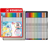 STABILO feutre pinceau pen 68 brush, tui en mtal de 15