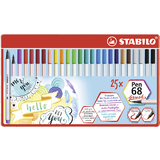 STABILO feutre pinceau pen 68 brush, tui en mtal de 25