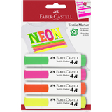 FABER-CASTELL marqueur tissu, couleurs fluo, blister de 4