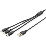 DIGITUS Cble de charge 3-en-1, usb A-Lightning + micro USB