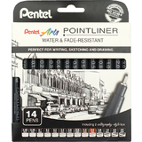 Pentel feutre technique permanent Pointliner, set de 14