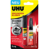 UHU colle instantane blitzschnell PLASTIK, 3 ml + 2 g