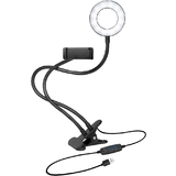 LogiLink ring light avec support de smartphone  pince, 85mm