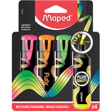 Maped surligneur FLEX, pointe flexible, tui carton de 4