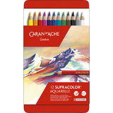 CARAN D'ACHE crayons de couleur SUPRACOLOR, tui mtal de 12