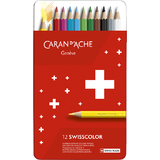 CARAN D'ACHE crayons de couleur Swisscolor, tui mtal de 12