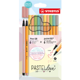 STABILO set de feutres Pen 68 & point 88 Pastellove, tui