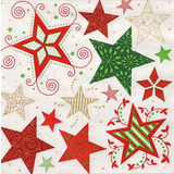 PAPSTAR serviette  motif de Nol "Heavenly Stars", blanc