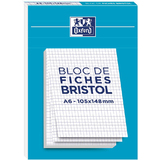 Oxford bloc de fiches bristol, A6, quadrill, blanc