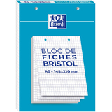 Oxford bloc de fiches bristol, A5, quadrill, blanc