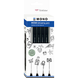 Tombow feutre fin mono drawing pen "Fine Set", set de 4