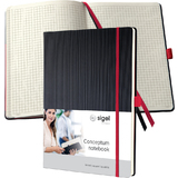 sigel carnet de notes Conceptum, A4, quadrill, noir/rouge