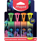 Maped surligneur DEEPSEA PARADISE, mine biseaute, tui de 4