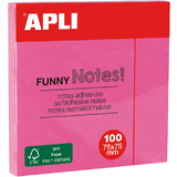 APLI notes adhsives "FUNNY Notes!", 75 x 75 mm, rose fluo