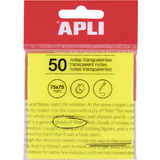 APLI notes adhsives, 75 x 75 mm, jaune transparent