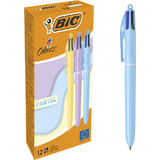 BIC stylo  bille rtractable 4 colours PASTEL, carton de 12