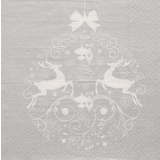 PAPSTAR serviette  motif de Nol "Deers Couple", argent