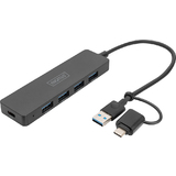 DIGITUS hub USB 3.0, 4 ports, slim Line, noir