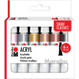 Marabu set de peinture acrylique shiny CLASSICS, 6 x 12 ml