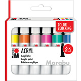 Marabu set de peinture acrylique color BLOCKING, 6 x 12 ml