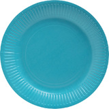 PROnappe assiette en carton, rond, 230 mm, bleu turquoise
