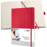 sigel carnet de notes Conceptum, A4, lign, rouge