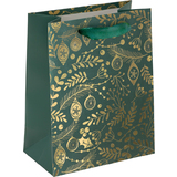 sigel sac cadeau de Nol "Golden ornaments on green", petit