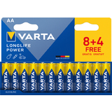 VARTA pile alcaline "LONGLIFE POWER", mignon AA, 8+4