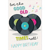 SUSY card  carte d'anniversaire round "Disques vinyles"