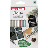 uni-ball stylo roller encre gel SIGNO, tui de 5 + tiquette