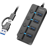 LogiLink hub USB 3.2, 4 ports, avec interrupteurs, noir